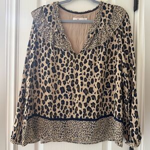 Cheetah Print Ruffled Top - Vineyard Vines - Large